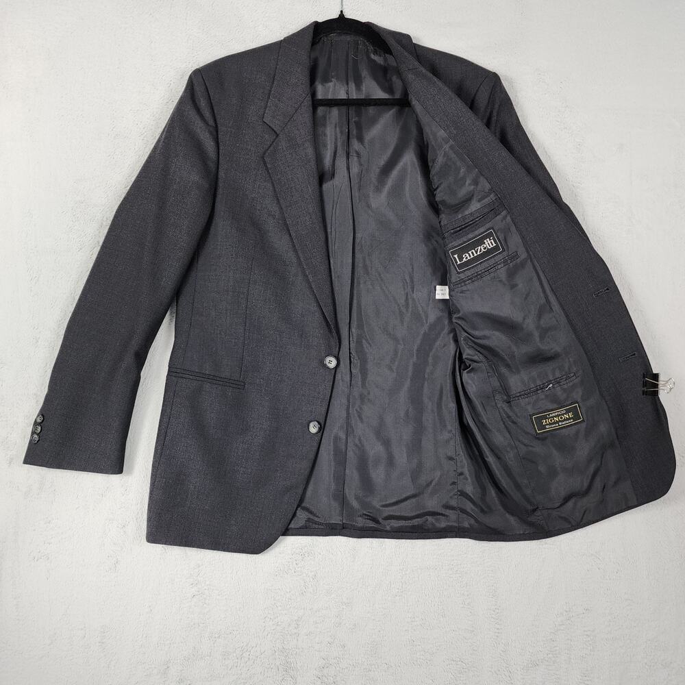 Lanzetti Blazer Mens 42R (Tag 39R) Lanificio Zignone Italy Sport Coat Wool Gray